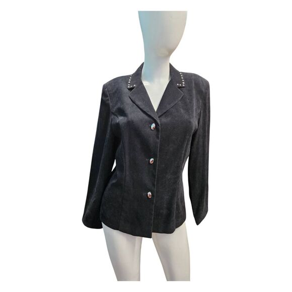 Amanda Smith Black Silver Studded Blazer Womens Size 8 - Picture 2 of 10